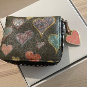 Dooney & Burke Vintage Crayon Style Heart Wallet with Multi Color Zipper